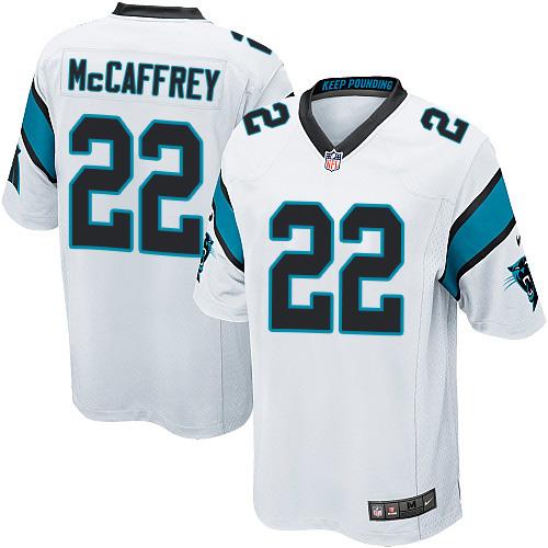 Nike Panthers #22 Christian McCaffrey White Youth Stitched NFL Elite Jersey